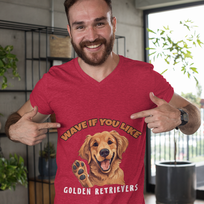Friendly Golden Retriever Dog Wave Tee - Unisex Jersey Short Sleeve Tee